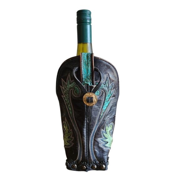 Vintage Southwestern Hondo Western Cowboy Concho Turquoise Boot Bottle Holder - Picture 2 of 10